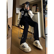 现货秋冬渐变拉链黑色直筒大码修身牛仔裤男K5804-K5805-P50，男装牛仔裤，星座205