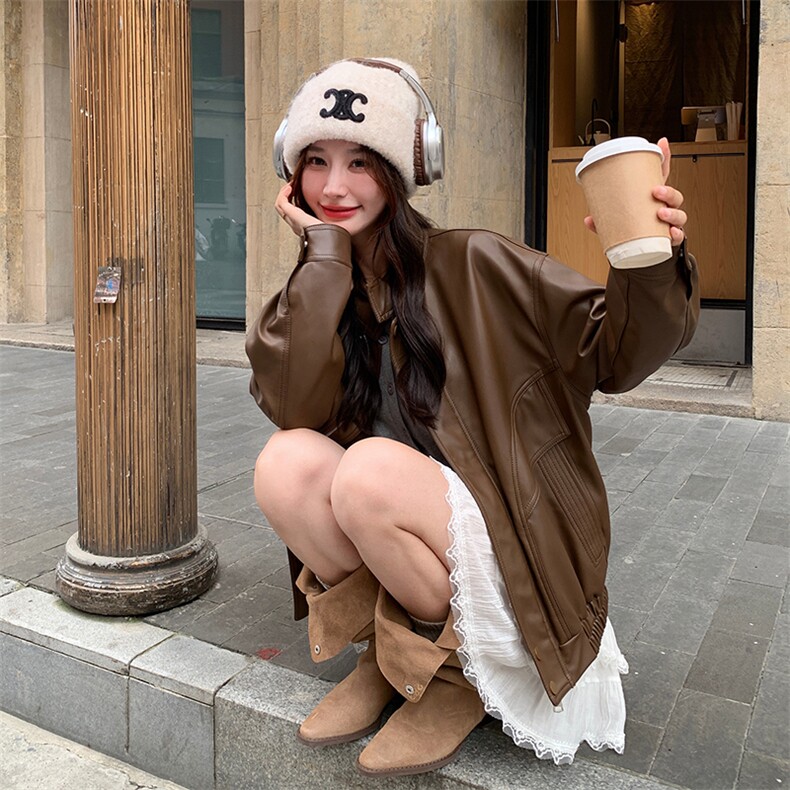 现货2025新美拉德复古皮衣外套203P135K208,女装皮衣,浙宝203