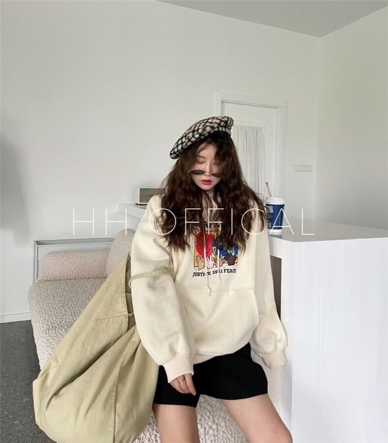 加绒??爱心地球/连帽卫衣，女装卫衣/绒衫，hh