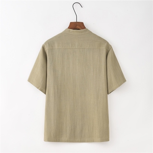 唐装男款风短袖衬衫中年男士中式复古汉服爸爸夏装居士服衬衣图片
