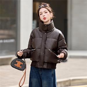 小个子短款PU皮羽绒服女2026年冬装新款白鸭绒洋气时髦免洗外套潮图片