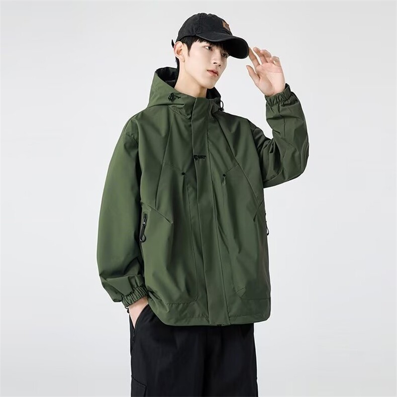 外套男生秋冬宽松潮牌防风防水休闲户外冲锋上衣春秋夹克登山服图片