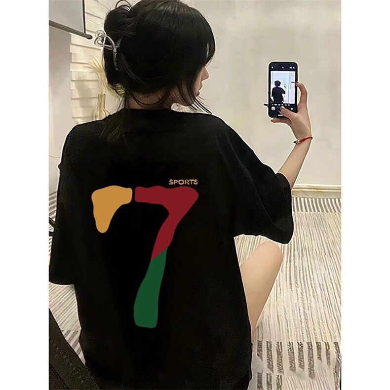 高品质纯棉短袖-宽松落肩款-白墨印花尺码:M-3XL,男装T恤,星座506A