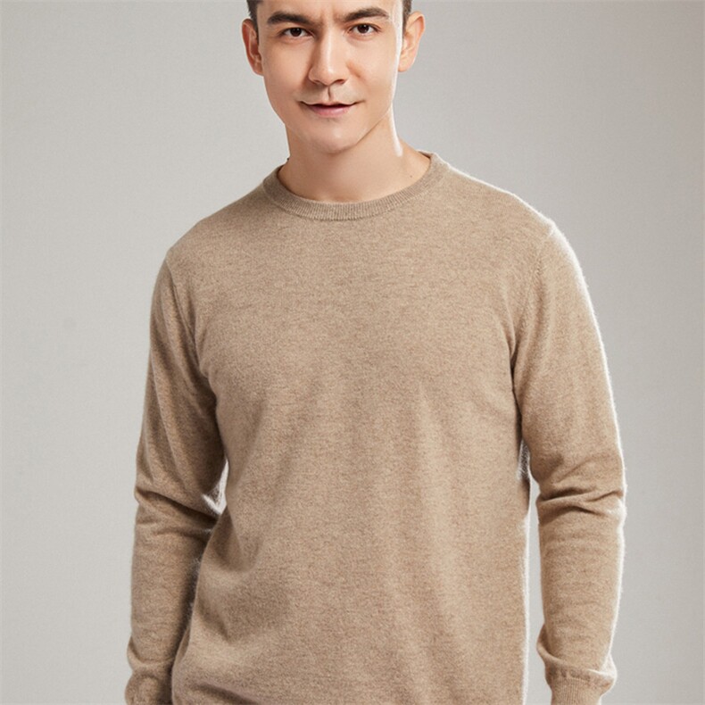 2025年秋季新款男士圆领羊绒衫时尚休闲通勤，男装羊绒套衫，镁纯羊绒