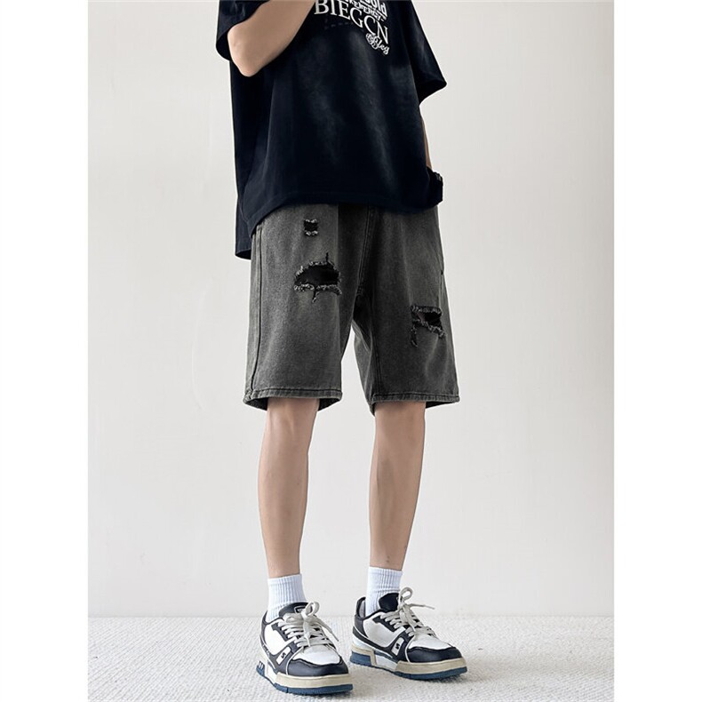 美式复古破洞牛仔短裤男士宽松休闲五分裤FS237P39,男装牛仔裤,星座1013-1