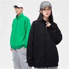 秋季新款基础纯色潮流宽松半高领休闲卫衣情侣款A305-EY-3617-P65，男装卫衣，电商B306