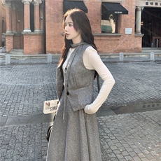 新品毛呢套装两件套背心+半身裙2c116-2551-p225-k299，女装套装/套裙，2C116