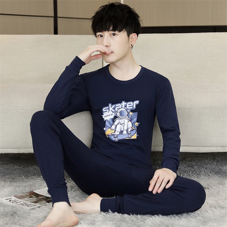 全棉男士秋衣秋裤薄款保暖内衣纯棉毛衫套装310B-3-2301-P42，男装休闲套装，星座310B-3