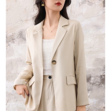春秋新款时尚气质一粒扣简约百搭长袖纯色西装，女装西装，明成直播供货