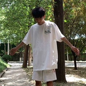万针全刺绣解构设计260克重磅双纱纯棉高品质美式高街短袖T恤特35图片