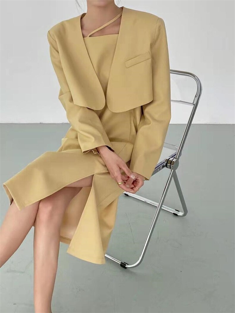 设计师款两件套连衣裙，女装连衣裙，季尺