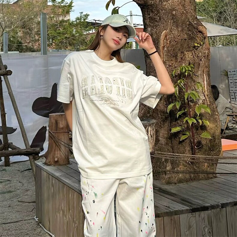 万针全刺绣工艺抖音得物高品质260克重磅纯棉双纱美式高街短袖T恤,男装T恤,电商A486