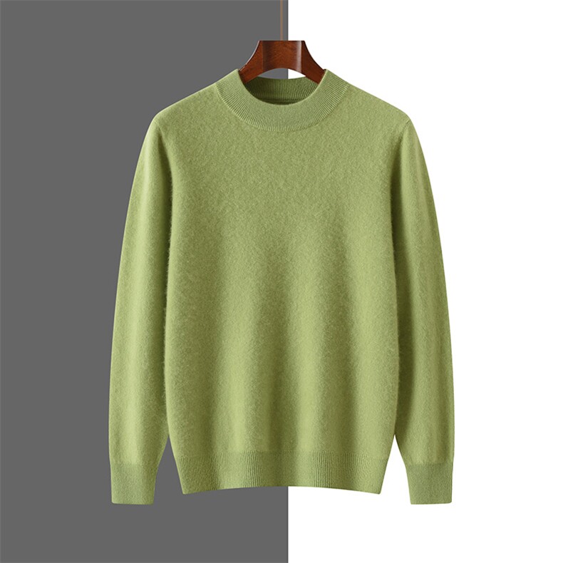 时尚男士套头衫秋季新款半高领针织毛衣保暖舒适百搭款，男装羊绒套衫，隆格羊绒