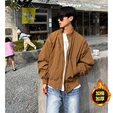 抖音得物美式潮休闲夹克春季立领纯色复古工装加厚棉服外套MF01，男装夹克，电商A443