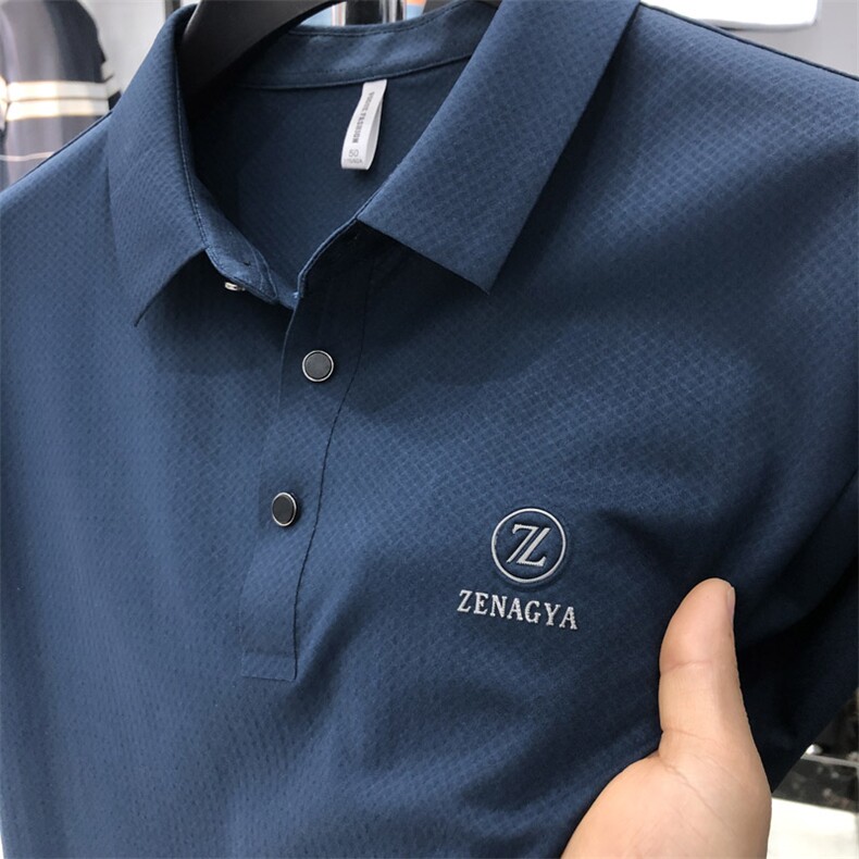 polo衫中年商务休闲男装夏季新款男士短袖T恤半袖翻领宽松上衣服图片