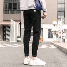 黑色牛仔长裤男休闲潮流春秋款修身小脚潮牌韩版5010/5011-P45，男装牛仔裤，电商A318