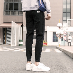 黑色牛仔长裤男休闲潮流春秋款修身小脚潮牌韩版5010/5011-P45图片 黑色牛仔长裤男休闲潮流春秋款修身小脚潮牌韩版5010/5011-P45图片