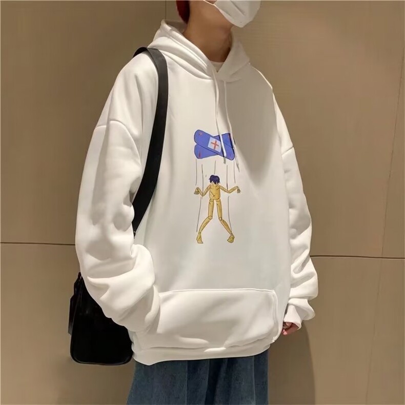 港风设计感上衣情侣宽松潮流外套秋季潮牌ins连帽卫衣男W5054-P26图片