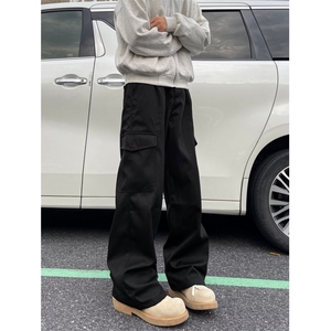 美vibe风黑色高街裤子男工装机能排扣休闲裤男  HR31 P48图片