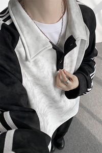 WY10162-特P45 控88 撞色拼接大码百搭宽松卫衣男图片