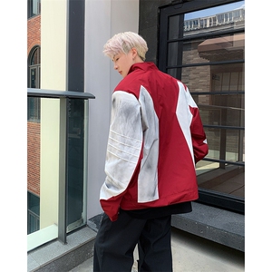 美式复古潮牌撞色拼接情侣棒球服男休闲宽松外套春秋JK85577-p68图片