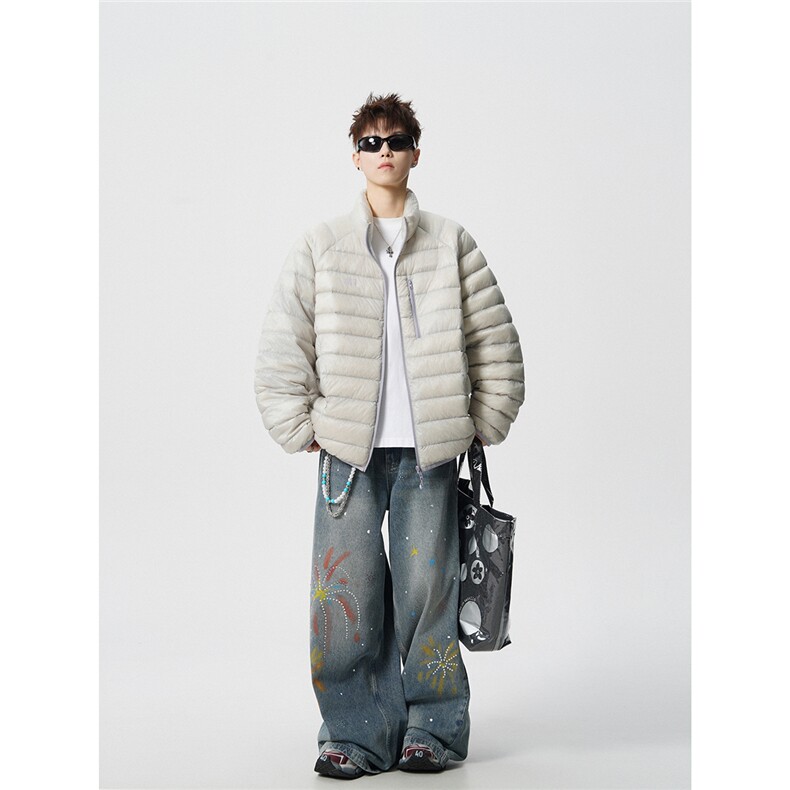 印花轻便90绒白鸭绒M-5XL大码：锦纶羽绒服男78187P228控328，男装羽绒服，星座226-1