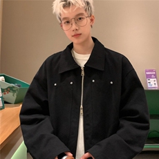 美式复古外套男春秋款痞帅高级感双面穿高中生青少年翻领休闲夹克，男装夹克，星座218-1（原230）