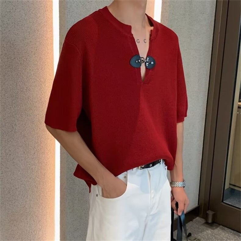 美式街头设计感冰丝针织短袖B201P46,男装针织衫/毛衣,星座1116-2