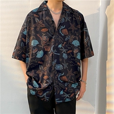 夏季五分袖潮牌宽松垂感面料男式痞帅衬衫男百搭防晒服外套夹克，男装衬衫，星座301D-5(原星座1415）