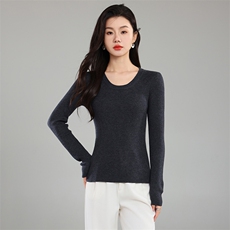 2025年秋季新款U领修身针织衫时尚休闲，女装针织衫/毛衣，奢优羊绒