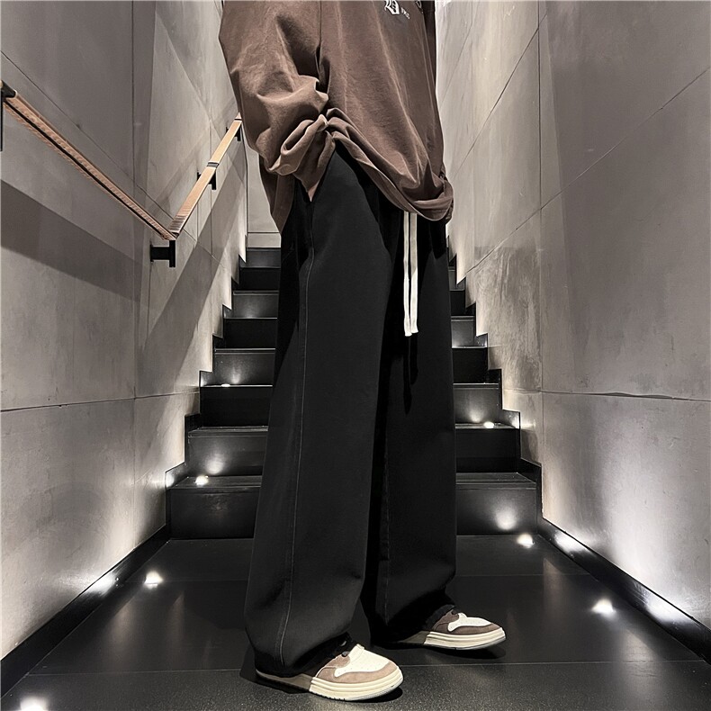 【现货】秋冬季新款牛仔裤港风松紧腰垂感百搭阔腿裤110-P35,男装牛仔裤,星座1006-1