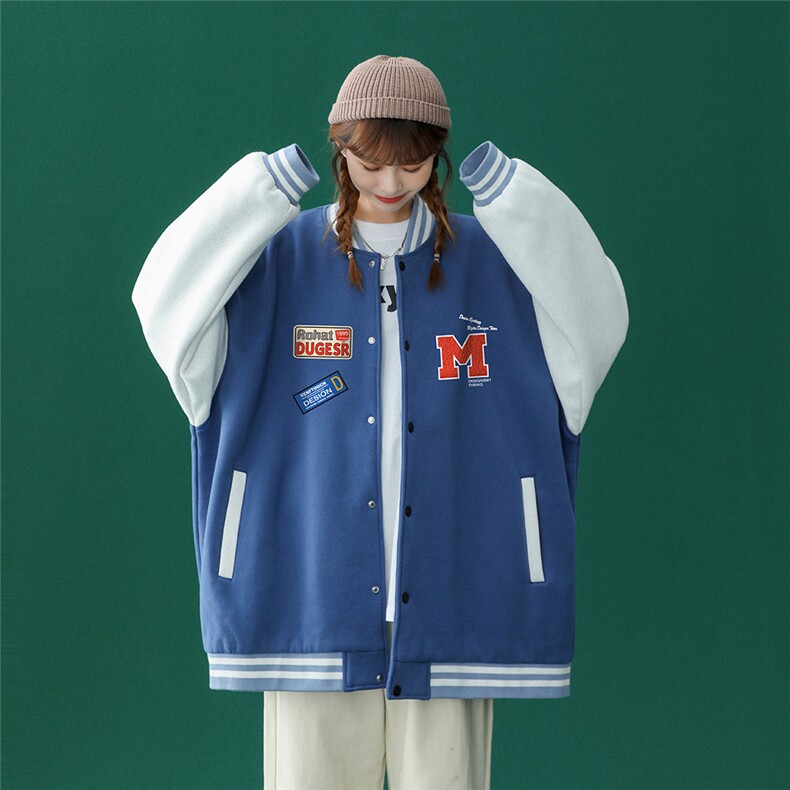 中性风2023秋季新款港风潮牌印花设计感棒球服夹克G89p65控--78,男装夹克,A247A