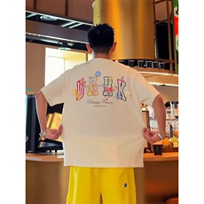 万针全刺绣工艺抖音得物高品质260克重磅纯棉双纱美式高街短袖T恤，男装T恤，电商A486