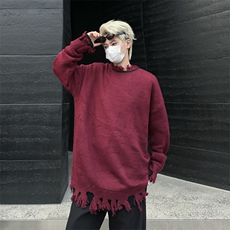 美式破洞毛衣秋冬季潮流宽松保暖打底线衣，男装针织衫/毛衣，星座410-7