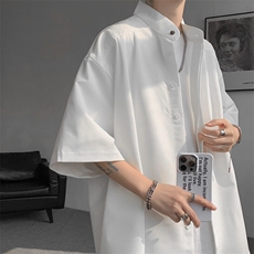 8XL-M中山领新中式短袖衬衫大码痞帅休闲半袖垂感衬衣DC5002/P50，男装衬衫，电商B238