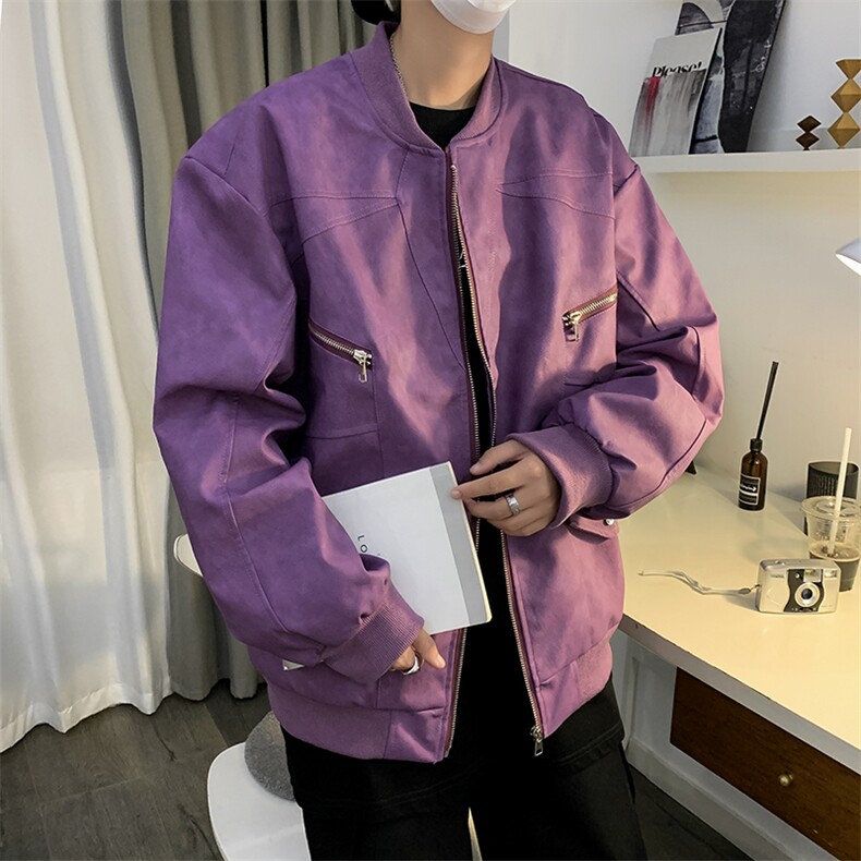 复古做旧秋季2025新款潮牌麂皮绒夹克宽松外套男XZ212-QWK24-P80,男装夹克,星座212