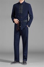 MJ7807秋季男士两件套长袖休闲套装中老年爸爸复古唐装风P180，男装民族服装，电商B360