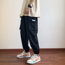 美式工装裤男夏季新款束脚裤hiphop潮流宽松休闲裤子K3457-P38，男装休闲裤，星座512-2
