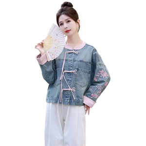 新中式牛仔外套女2025春秋新款国风元素改良盘扣休闲时尚减龄上衣图片