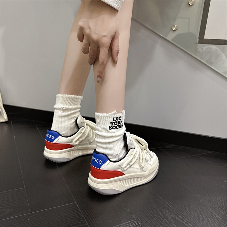 厚底小白鞋2023夏季新款女款百搭休闲配裙子面包鞋女生白色运动鞋,女鞋休闲鞋,电商A223