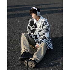 8XL-M慵懒风软糯毛衣开衫针织开衫外套男中长款MY1215P118控148，男装针织衫/毛衣，电商D206-1