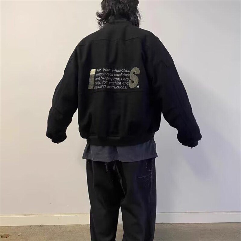 网图毛呢刺绣飞行夹克男外套春秋Cleanfit男女棒球服G77-P68,男装夹克,星座1001-1