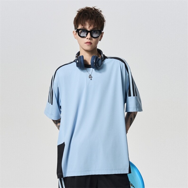 条纹短袖男女夏季休闲情侣T恤高街百搭宽松T恤A406T6068特P33,男装T恤,星座309（原A406）
