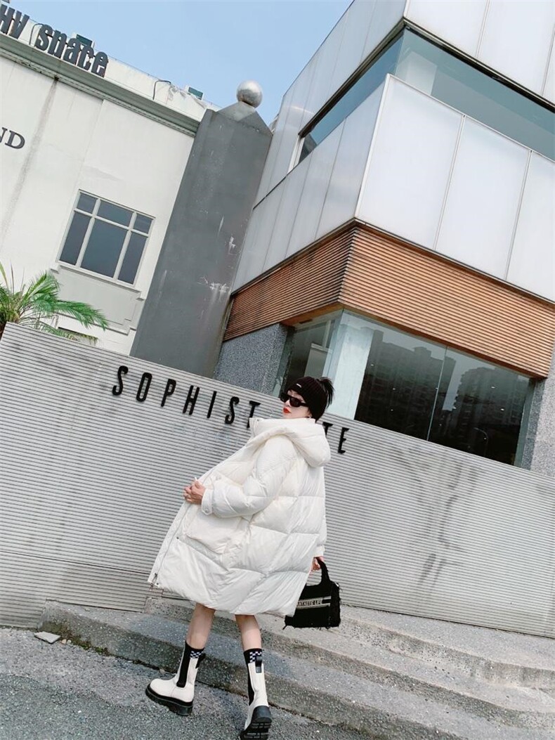 拼接90绒羽绒服，女装羽绒服，米壹