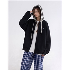 GC0601-P50春秋美式复古拼接连帽卫衣女外套宽松慵懒风开衫，女装短外套，电商C233