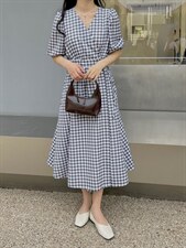 【补单款】夏季格子系列显瘦款连衣裙，女装连衣裙，奥瑾