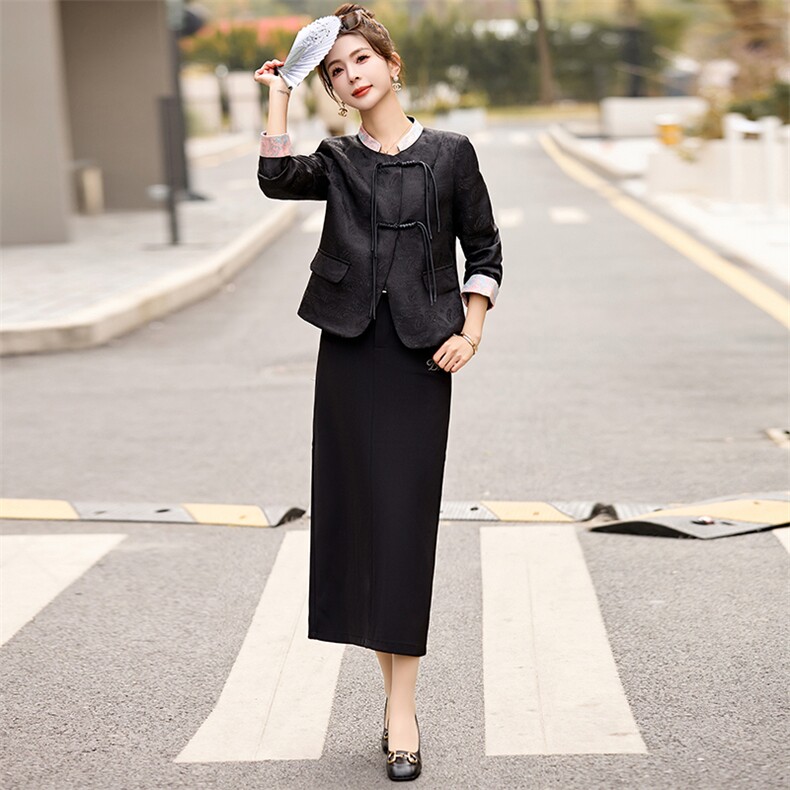 时尚立领唐装短外套女春款新款优雅气质修身显瘦百搭上衣,女装短外套,天丽