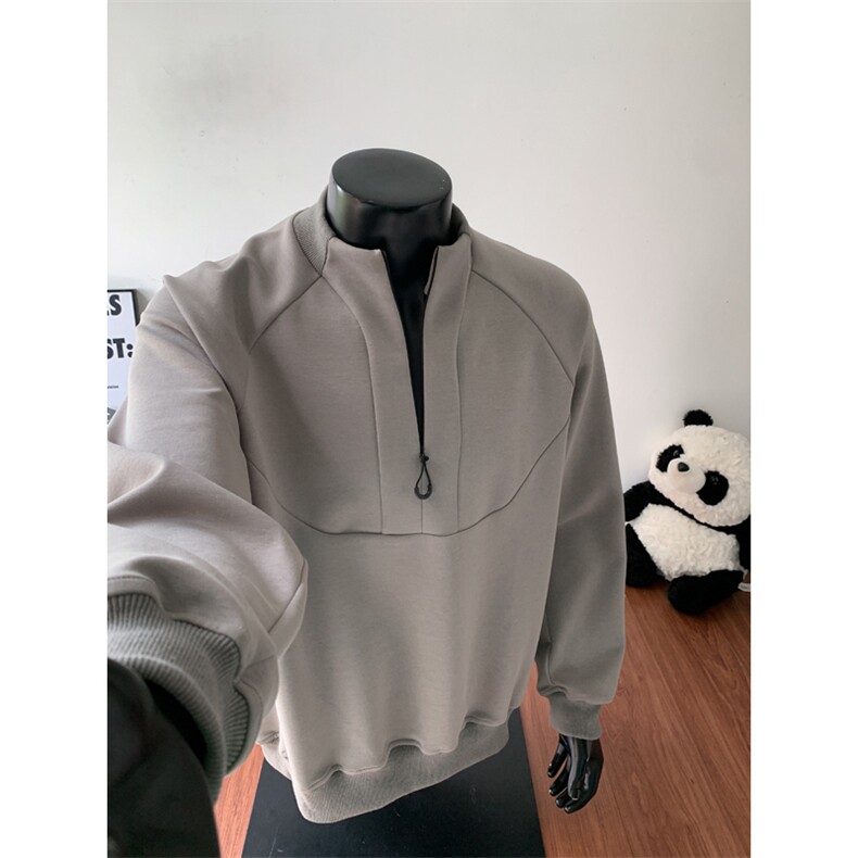 W8596P55控88假模高品质曼巴棉360克拼接个性半高拉链卫衣,男装卫衣,电商B205
