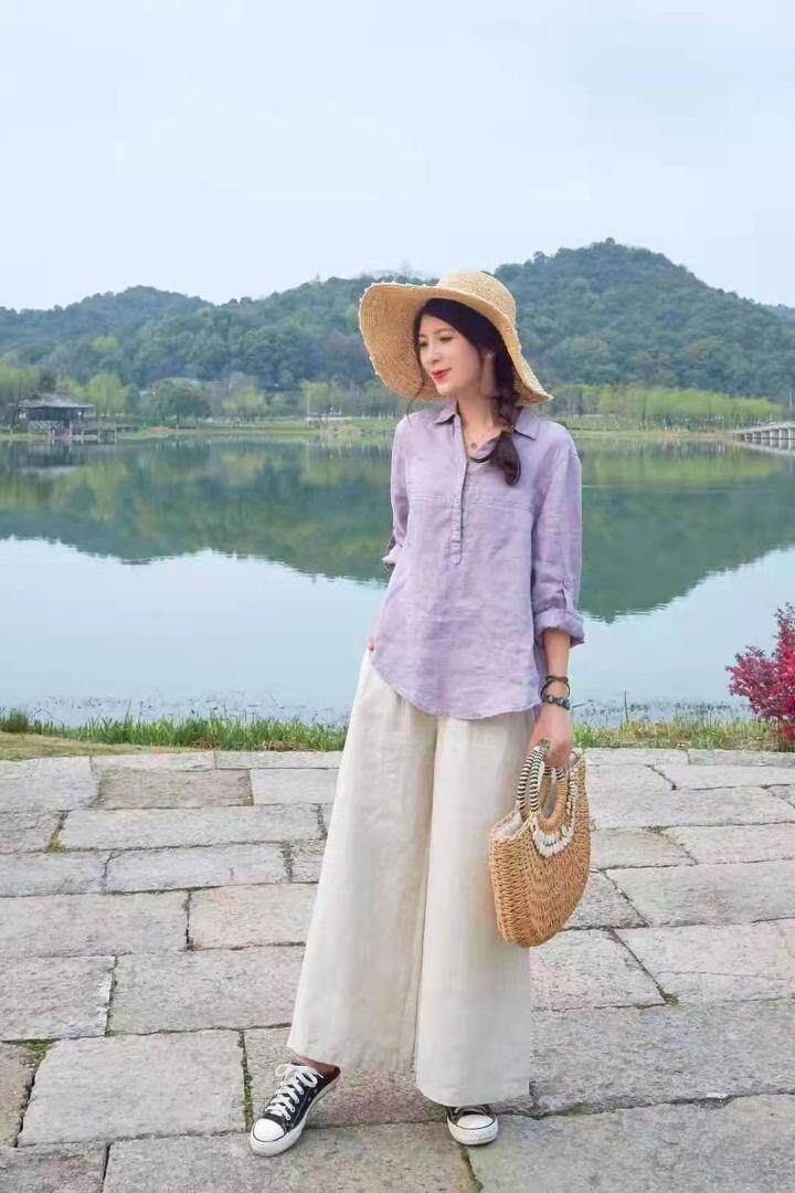 ，纯苎连衣裙小衫裤子裙子衬衣 时尚风 风淑女风休闲，女装连衣裙，川哲