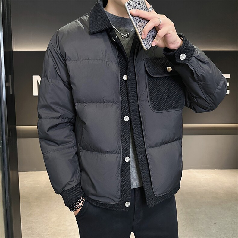 标90白鸭绒特批翻领时尚潮流羽绒服休闲外套男YR8322-P160,男装羽绒服,电商A413